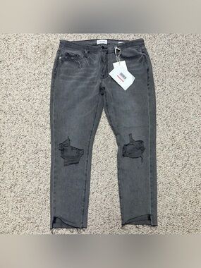 Frame le Garçon Crop Grey Front Cuff Monsoon Rips Women's 28 Jeans (34x28)